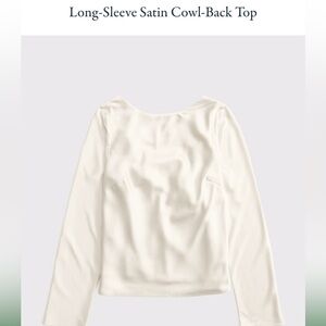 Long-Sleeve Satin Cowl-Back Top-NWT